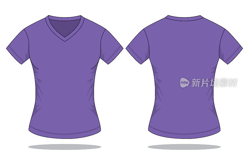 Women's Purple V-Neck Shirt Vector for Template